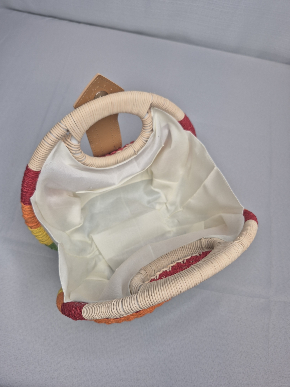 Rainbow Woven Round Tote Bag with Tan Accent NWT - Picture 13 of 13